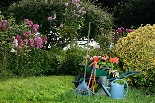 Team of gardeners maintaining a garden